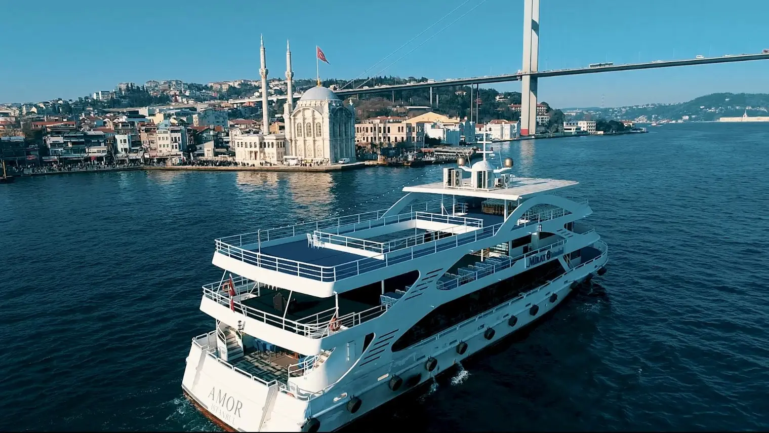 A Bosphorus view from inside a yacht