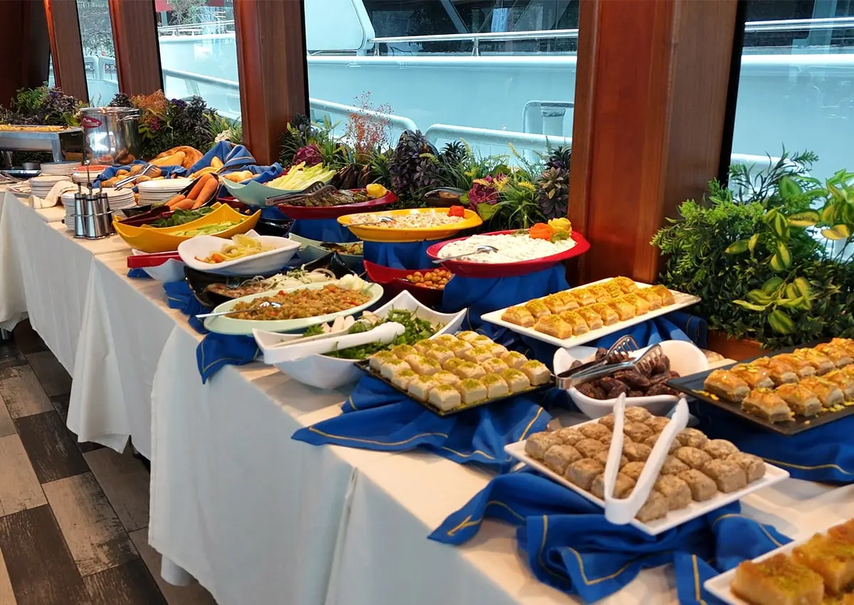 Open buffet meals on Bosphorus Cruise Corporate Events