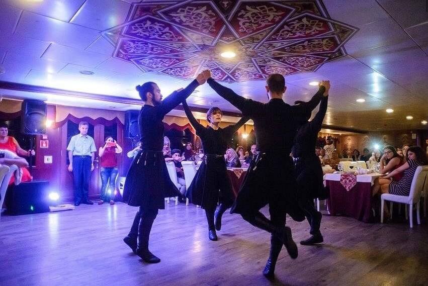 A group of dancers performing Kafkas dance on the ship